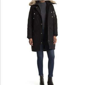 NEW ~ MICHAEL KORS – Missy Faux Fur Down Fill Anorak BLACK / SM